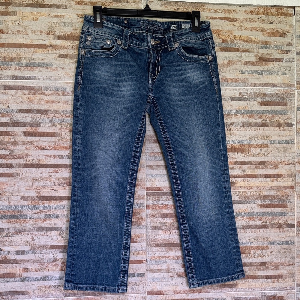 Miss Me Blue capri Jeans with Contrast Stitching